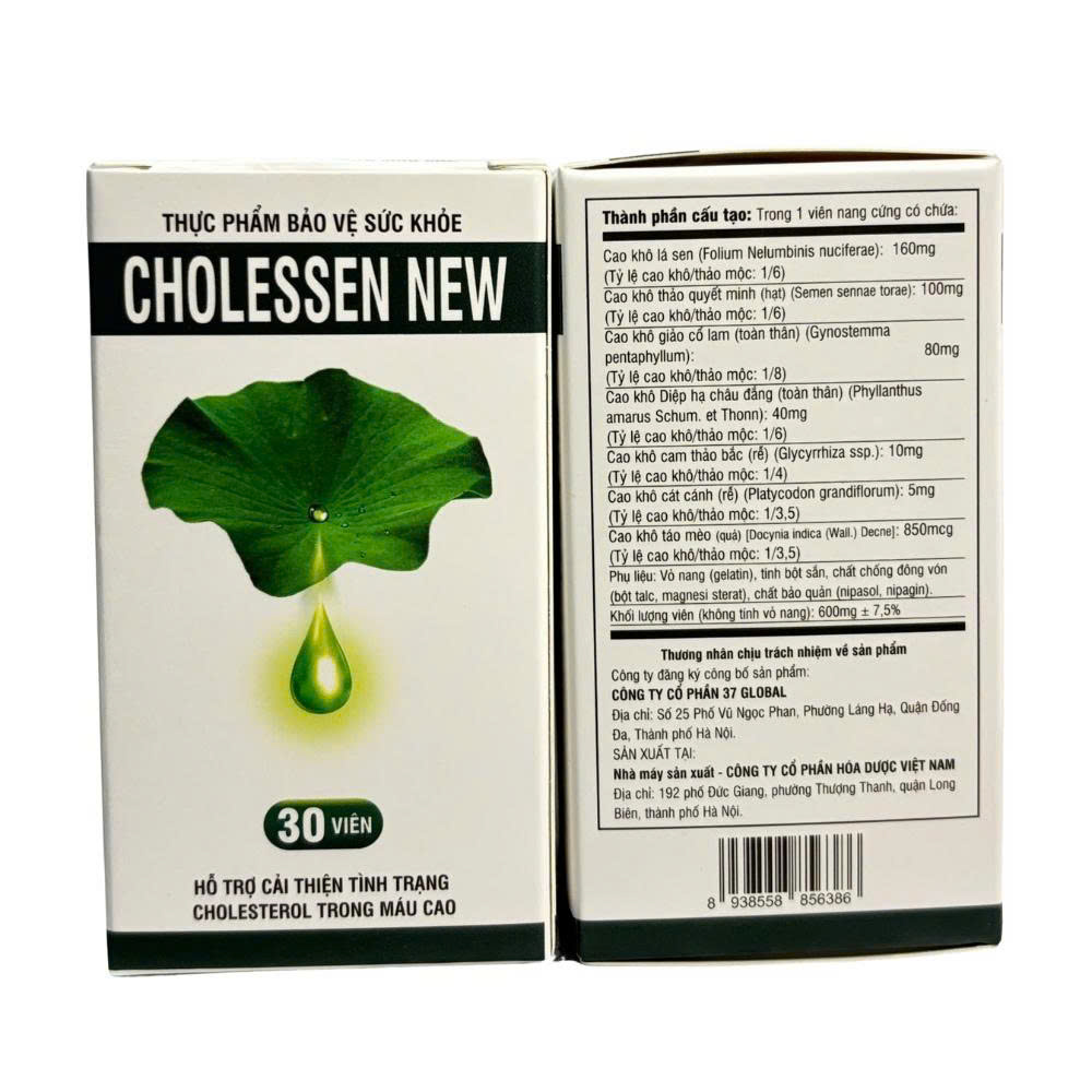 Giúp Hỗ Trợ Duy Trì Mức Cholesterol Ổn Đinh Máu Cholessen Decotra (C/30v)